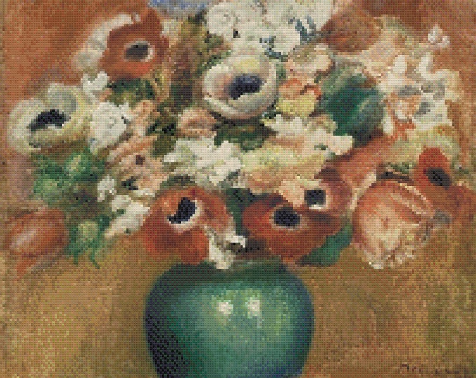 Cross Stitch Instant Download PDF Flower Painting Pattern 01