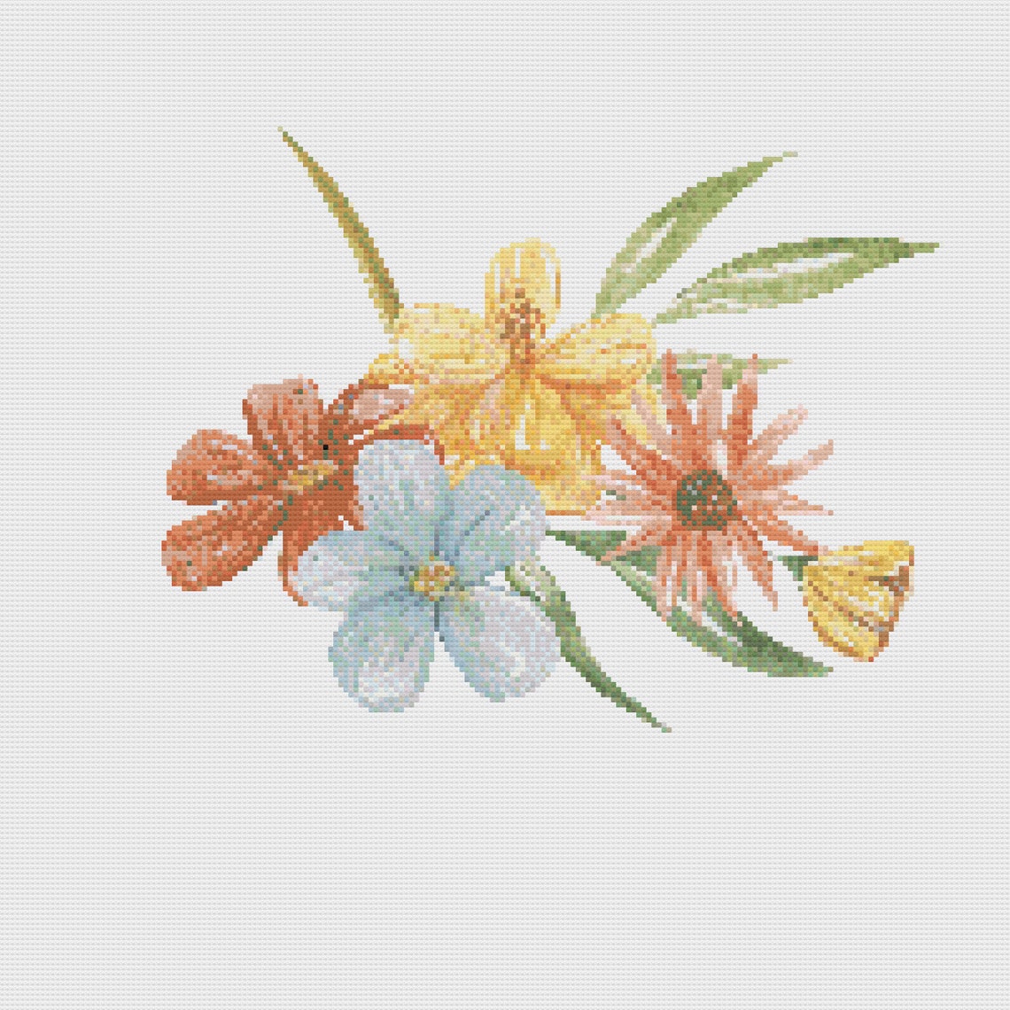 Watercolor Cross Stitch Instant Download PDF Flower Pattern 02 | Etsy
