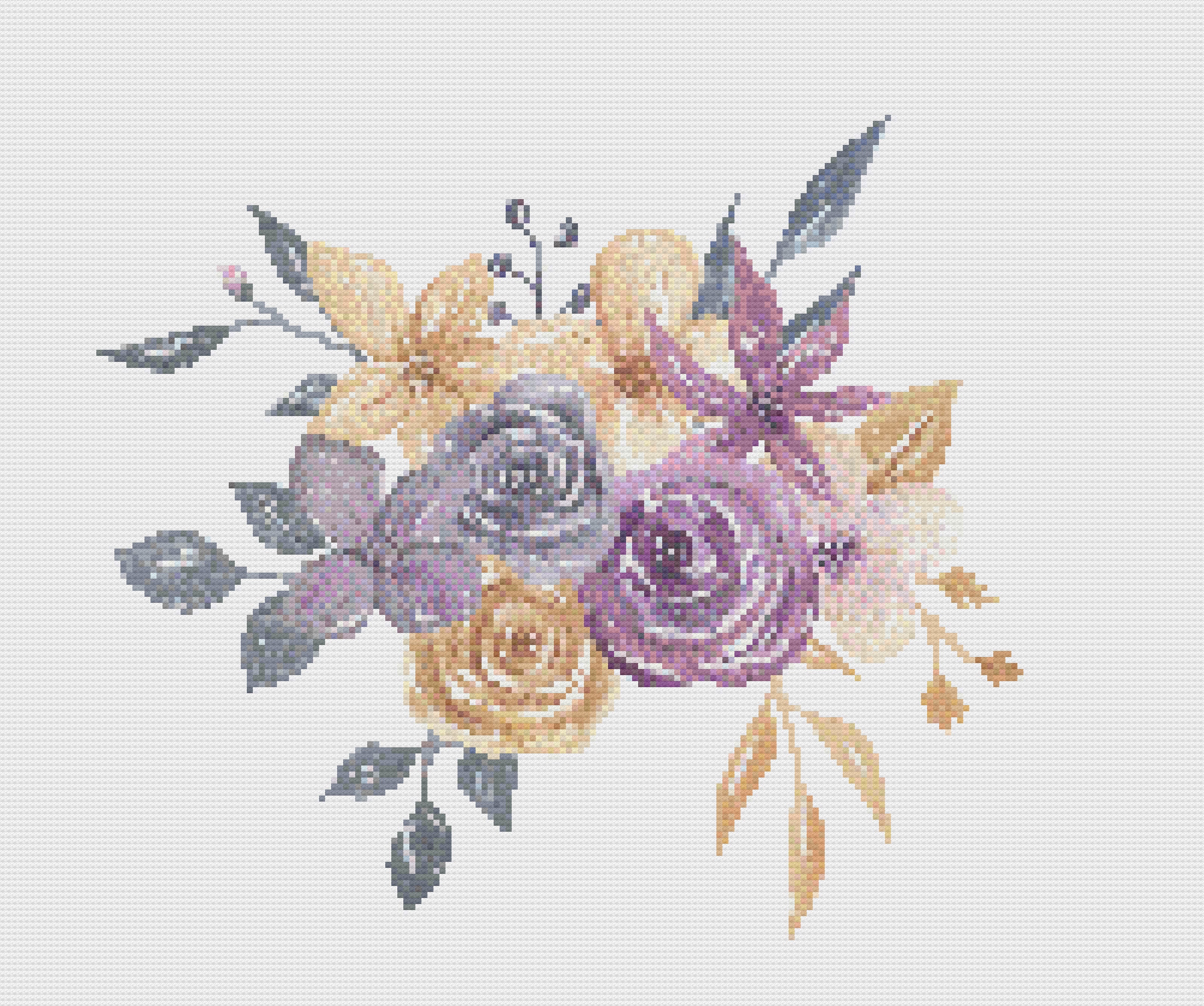 Watercolor Cross Stitch Instant Download PDF Flower Pattern 28 Etsy