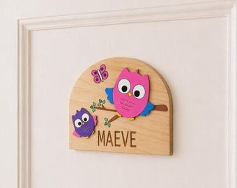 Personalised Kids Room Sign: Hand Painted Wooden Plaque, Door Décor