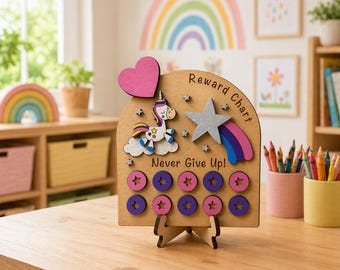 Personalised Wooden Reward Chart for Pocket Money, Good Behaviour, Homework or Potty Training