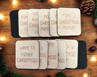 Wooden Advent Activity Cards: Reusable Christmas Countdown Fillers