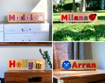 Personalised Wooden Name Puzzle, Montessori Puzzle, Stocking Filler, Name Learning, 1st Birthday, Nursery Decor, Gift