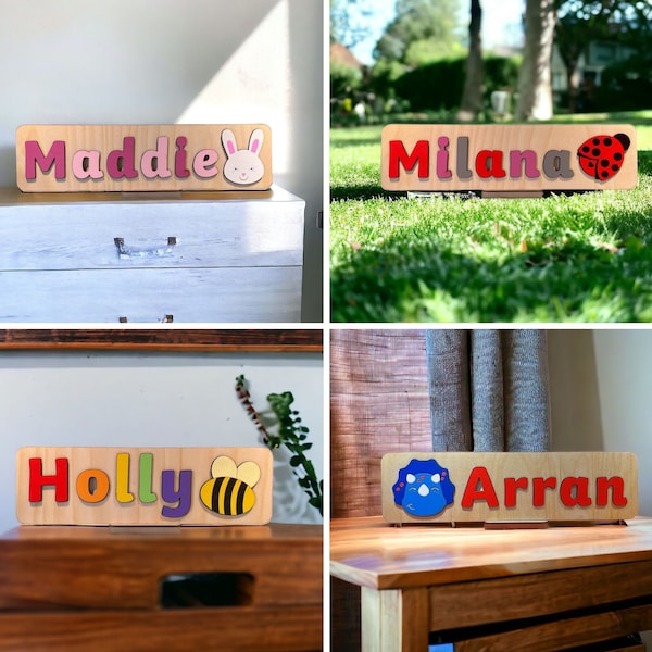 Personalised Wooden Name Puzzle, Montessori Puzzle, Stocking Filler, Name Learning, 1st Birthday, Nursery Decor, Gift