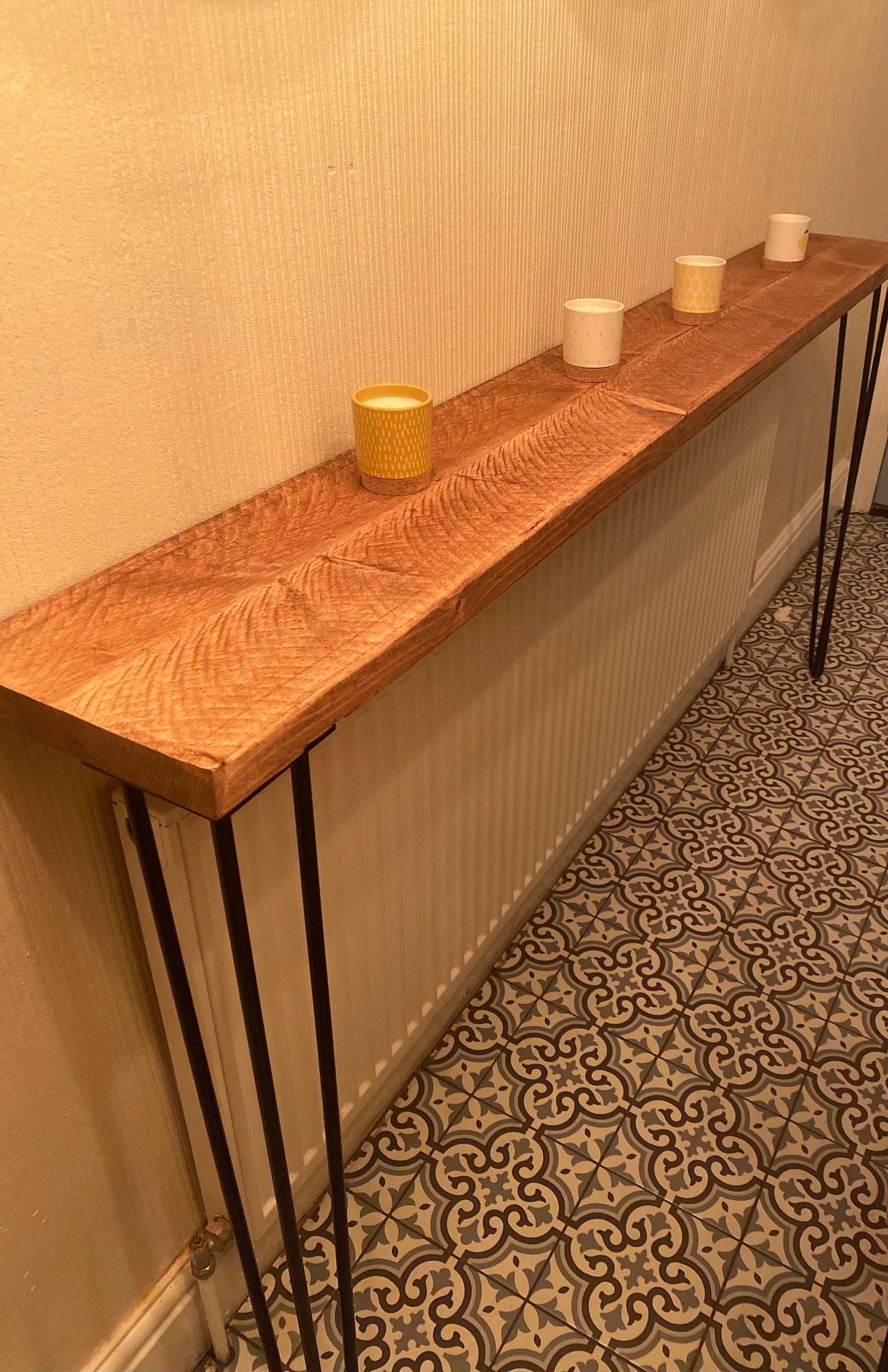 Rustic Narrow Hallway Console Table Handmade Rustic Radiator Etsy