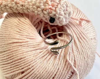 Silver Snake Crochet Ring.  Adjustable size snake ring made in sterling silver. Tension & comfort ring. Medusa Ring.