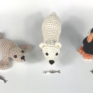 Amigurumi Harp Seal Kit. A full kit with luxury yarns and fittings plus a silver fish stitch-marker. image 5