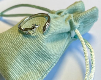 Running Fox Sterling Silver Crochet Ring.  Adjustable for crochet tension and comfort.