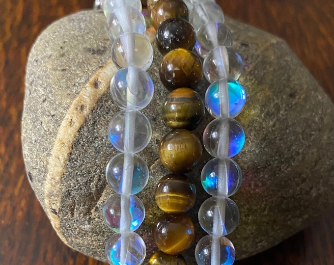 Austrian Quartz Crystal and Tiger Eye Beaded Apple Watch Band