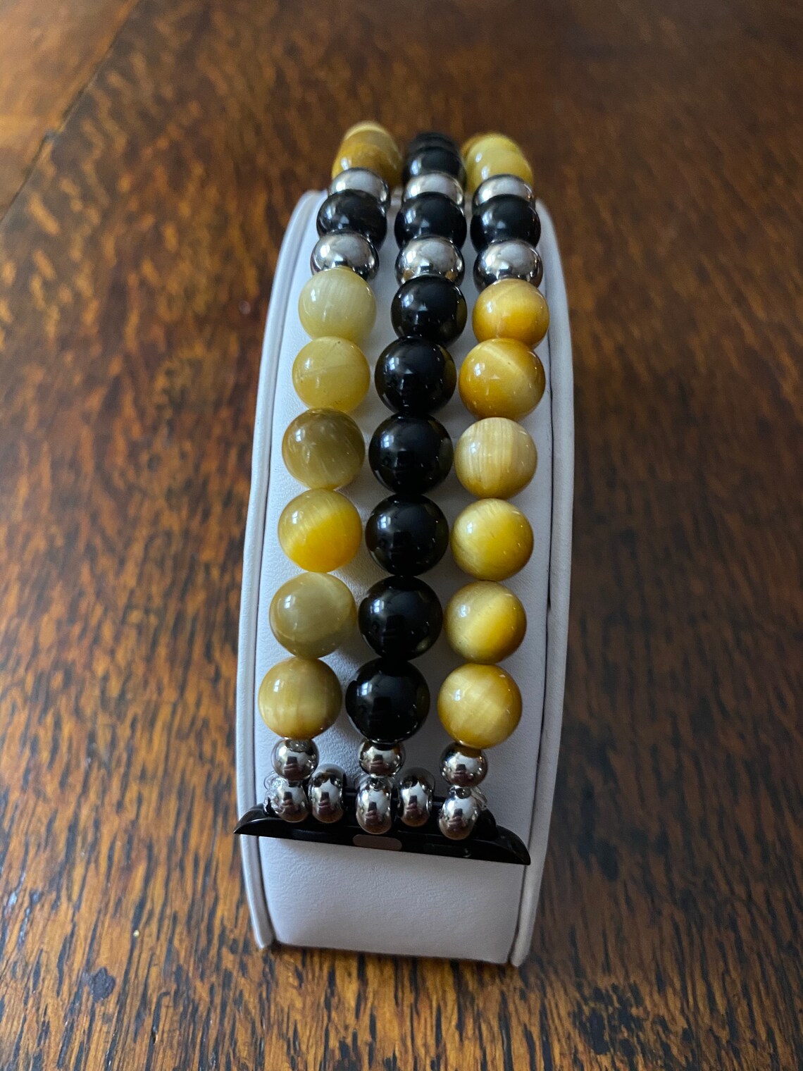 Gold Tiger Eye Black Obsidian Stainless Steel Beaded Apple Etsy