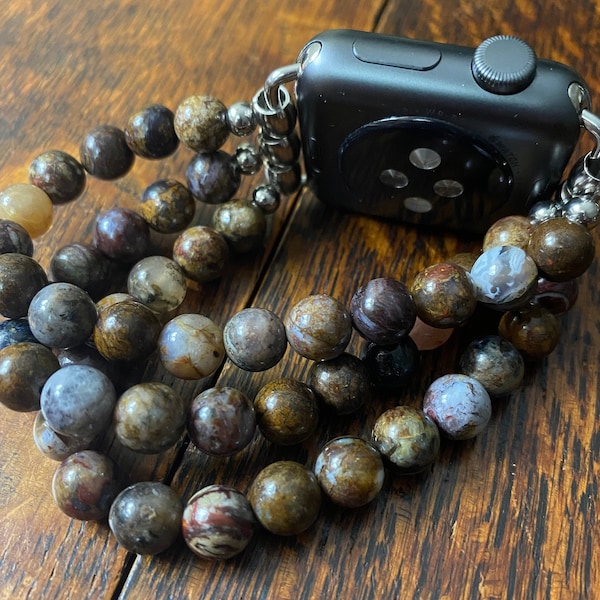 Bracelet de montre Apple Watch Pietersite en acier inoxydable