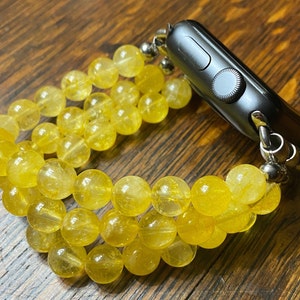 Citrine Stainless Steel Beaded Apple Watch Band