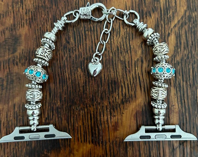 Silver Pandora-inspired Bracelet with Bright Blue Rhinestone Beads