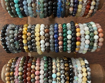 Beaded bracelets - 8mm semi-precious natural healing stones