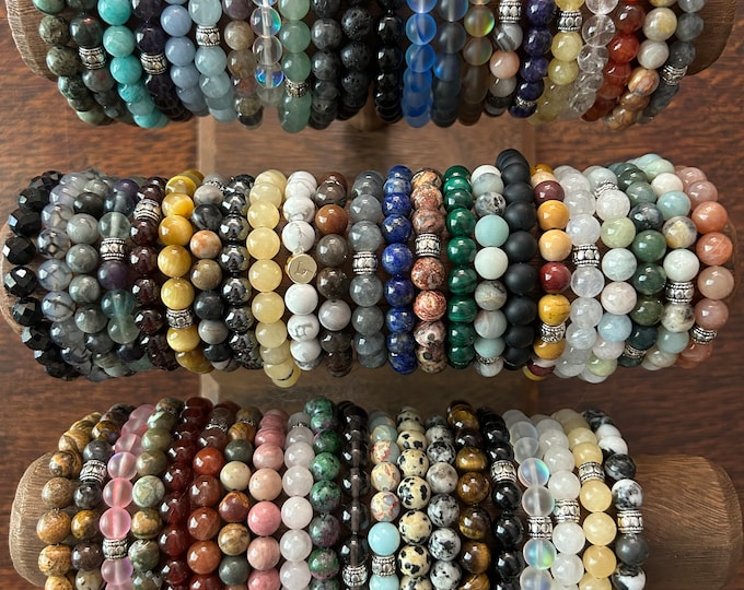 Beaded bracelets - 8mm semi-precious natural healing stones