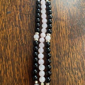 Black Obsidian Rose Quartz Beaded Apple Watch Band