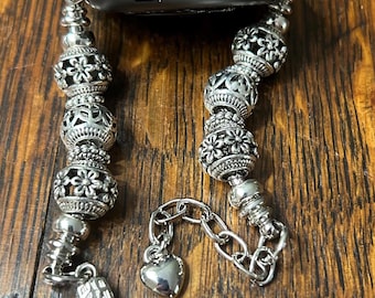 Elegant Silver Beaded Bracelet for Apple Watch - Charm Ball Design