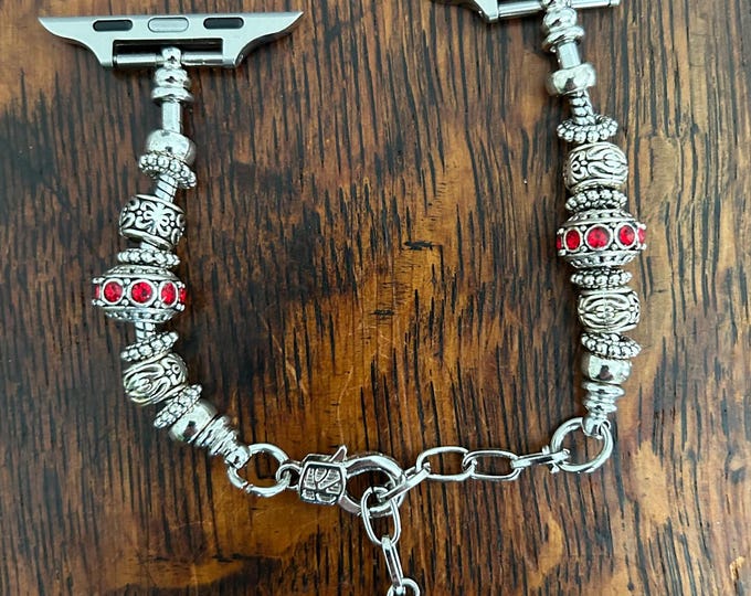 Red Rhinestone Apple Watch Bracelet for a Glamorous Upgrade