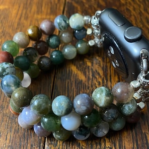 Indian Agate Beaded Apple Watch Band