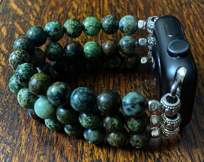 African Turquoise Beaded Apple Watch Band
