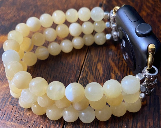 Honey Onyx Beaded Apple Watch Band