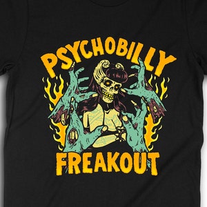 Psychobilly Girl Zombie Graveyard T-Shirt, Horror Punk Shirt, Psychobilly Clothing, Rockabilly Style, Goth Girl Gifts 0918