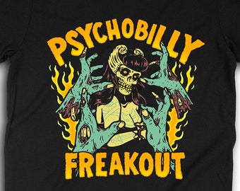 Psychobilly Girl Zombie Graveyard T-Shirt, Horror Punk Shirt, Psychobilly Clothing, Rockabilly Style, Goth Girl Gifts 0918