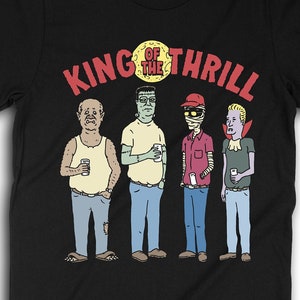 T-shirt d'horreur comique d'Halloween, roi des zombies d'horreur, Dracula et Frankenstein Wolfman Invisible Man Mashup T-shirt parodie 0961