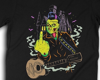 Man in Black T-Shirt, Horror Punk Shirt, Psychobilly Clothing, Rockabilly Style Apparel, Folsom Prison T-Shirt, Gothabilly Gifts 0358