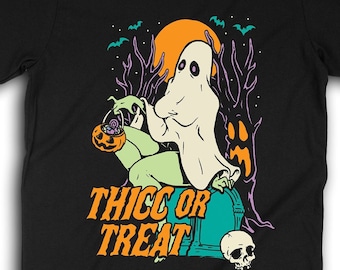 T-shirt sexy d'Halloween épais ou gâté Rencontrez-moi dans le cimetière BBW rondes fille d'Halloween 1129