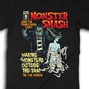 Monster Smash Frankenstein Bride of Frankenstein Shirt Monster Mash Halloween Party Transylvania Twist Tshirt 1161