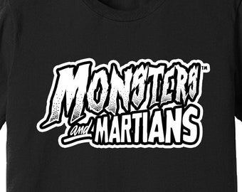 Monsters and Martians T-Shirt, Horror Punk Shirt, Psychobilly Clothing, Rockabilly Style Apparel, Original Logo Shirt