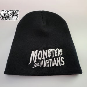 Monsters and Martians Classic Embroidered Beanie Knit Cap Hat Psychobilly Rockabilly Horror Fan B Movie