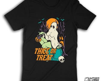 Thick or Treat Ghoul Shirt - Curvy Halloween Apparel, Spooky October, Horror Movie Style