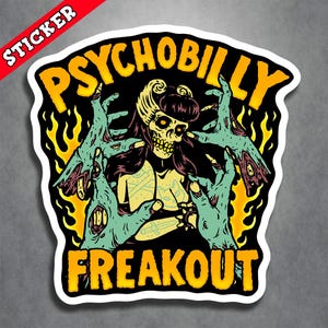 Horror, Gothabilly, Zombie Girl, Psychobilly Vinyl Decal, Graveyard Sticker, Punk Art, Laptop Decoration for Fans