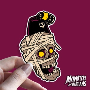 The Mummy Pharaoh Zombie Vinyl Sticker, Horror Punk Decal, Psychobilly Sticker, Goth Girl Gothabilly, Laptop Decals, Halloween Stickers