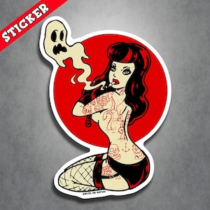 Pegatina de chica gótica - Adhesivo de vinilo de estilo alternativo, arte horror punk, regalo único y duradero