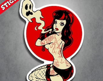 Goth Girl Decal - Alternative Style Vinyl Sticker, Horror Punk Art, Unique Gift Durable