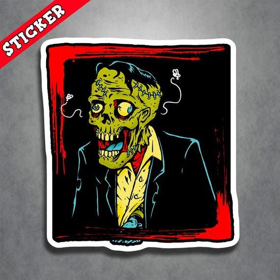 Creepy Art Decal, Thick Vinyl Sticker, Outdoor Vinyl Decal, Zombie Illustration, Waterproof Gothic Horror, Fade Resistant Laptop Accessory