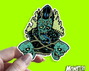 Psycho Zombie Vinyl Sticker, Horror Punk Decal, Psychobilly Rockabilly Sticker, Lowbrow Art, Laptop Decals, Halloween Stickers