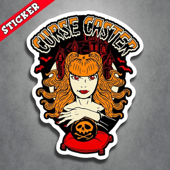 Halloween Stickers, Horror Stickers, Fortune Teller Vinyl, Witchcraft Decal, Durable Weatherproof Design, Outdoor Use, Lowbrow Art