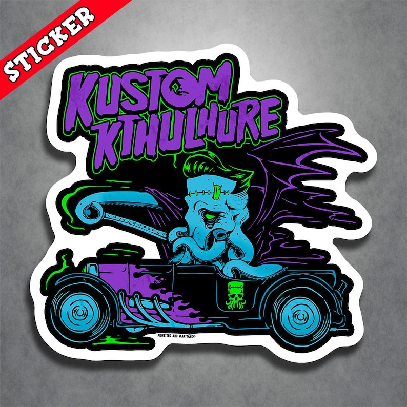 Horror Punk Art Sticker - Custom Vinyl Decal, Original Hand Drawn, Waterproof, Fade Resistant image 1