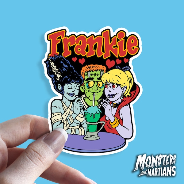 Frankenstein Frankie Soda Jerk Lovers adesivo in vinile, decalcomania Horror Punk Goth, Psychobilly Lowbrow Art per computer portatili e bottiglie d'acqua 1220