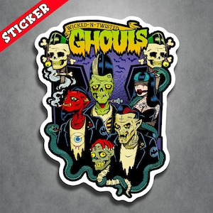 Wicked Monsters, Psychobilly Monsters, Hand Drawn Horror, Vinyl Sticker, Durable Decal, Scratch Resistant, Waterproof Halloween Decor