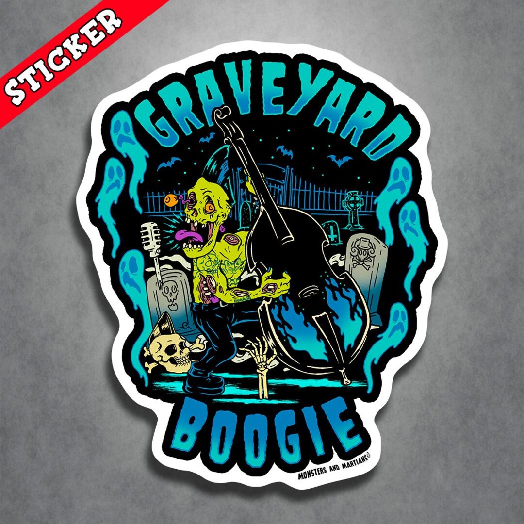 Horror, Psychobilly, Lowbrowart, Graveyard Boogie Zombie Vinyl Decal ...