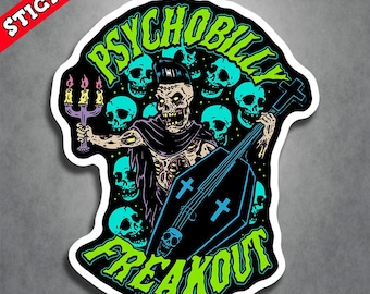 Horror Punk Decal: Lowbrow Zombie Skull - Outdoor Rated Vinyl Sticker