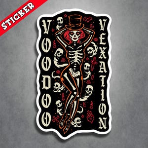Goth Girl Decal, Dark Vexation Art, Black Magic Decal, Voodoo Doll Sticker, Psychobilly Punk Design, Bold Style, Unique Valentines Gift