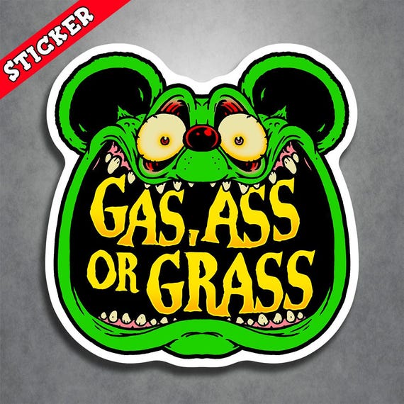 Rockabilly, Psychobilly, Rat Rod, Gas Ass Or Grass Decal, Horror Punk Sticker, Lowbrow Toolbox Art, Mechanic Vinyl