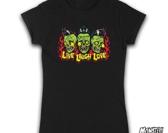 Zombies Live Laugh Love Tshirt, Laughing Zombies Tee, Horror Punk