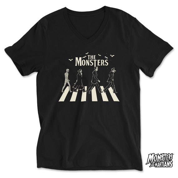 The Monsters Abbey T-shirt, Frankenstein Dracula Wolfman Mummy